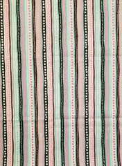 BTHY Stripe Cotton Fabric Touch Of Glitter On Flower Pink Black Aqua Pretty New!