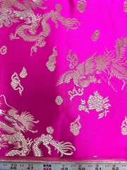 Arisa HOT PINK Gold Dragon Brocade Chinese Satin Fabric for Cheongsam/Qipao, Ap