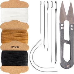 Upholstery Repair Kit, Bonded Round Waxed Thread Set with Heavy Duty Sewing Need