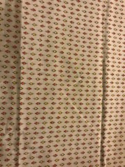F-23 046 Silky synthetic fabric-1 1/2 yd x 44″-lg tan, red, yellow black design