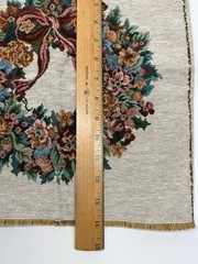 2 Tapestry Pillow Floral Wreath Panels Bow Burgundy 14×14 Throw Pillow