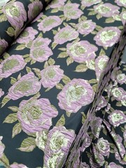 Mauve Gold Floral Metallic Brocade Fabric Sold By The Yard Black Jacquard Emboss