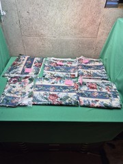 19+ Yards VTG Waverly Carolina Rose Fabric Blue Pink Floral Home Decor Chintz