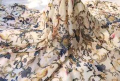 58” Wide By Yard Digital Print Chiffon Fabric Vintage Crinkled Chiffon Crepe
