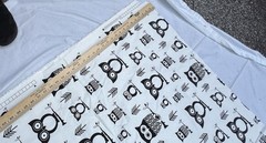 Hooty owl Animal Print Fabric Black White Pattern USA