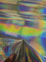 Silver Crocodile Vinyl Fabric Sold By The Yard Hologram Iridescent Animal Print