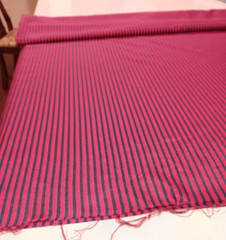 Red & Navy Stripe Light Weight Woven Silky Apparel Fabric 2 2/3 yards X60″