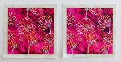 Multicolor Flower on Pink Brown Bkg – 2 pieces Picture 4 1/4″ x 4 1/4″