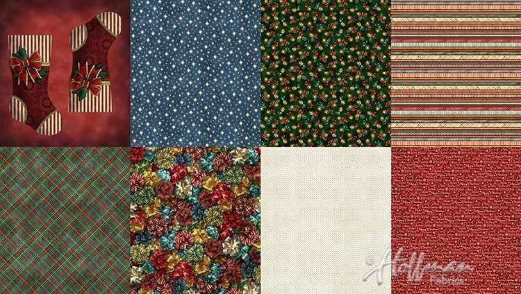 2 yard 5″ Fabric Panel – Hoffman Digital Ol’ St Nick Fat Quarter Blocks