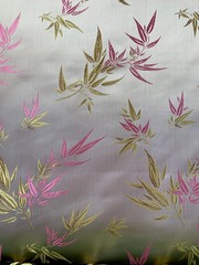Alondra CREAM PINK Leaves Brocade Chinese Satin Fabric by the Yard – 10095