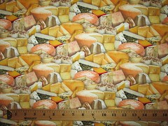 Cheese Variety Blocks Snack Realistic Food Cotton Fabric FQ