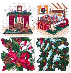 100 Quilt Fabric Squares 6.5″ x 6.5″ – Christmas – Santa, Bears, Snowmen, Rose
