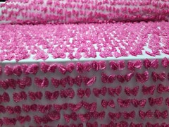 Fabric By The Yard Pink Lace 3d Polka-dot Bows Embroidery On Mesh Clothing Girls