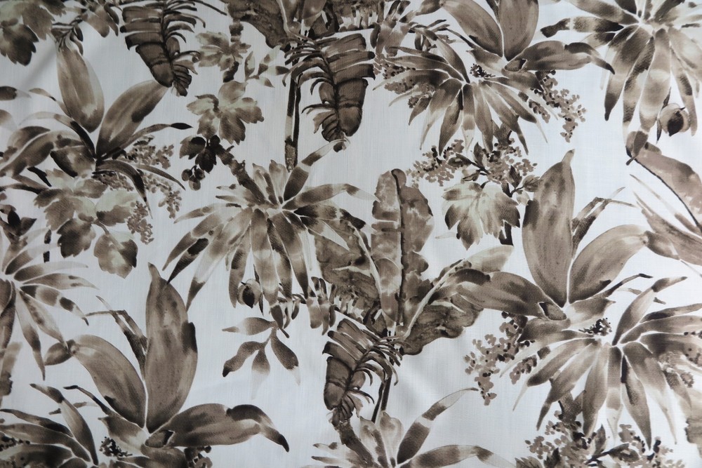 CHIVASSO CURTAIN FABRIC DESIGN “Jungle Like” 3.6 METRES CHARCOAL LINEN BLEND