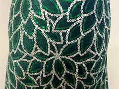 1.5 Yard Green Silver Sequins Embroidered Lace fabric 50” Width