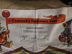 Small Medium Large Extra Large Halloween Vest Panel Concord Fabric Ghost Pumpkin