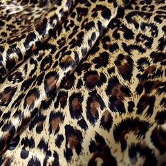 BROWN CHEETAH LEOPARD PRINT SATIN CHARMEUSE FABRIC 58″ BY THE YARD MOCHA SPOT