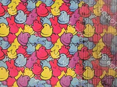 100% Cotton Woven Novelty Fabric Easter Peeps Neon By The 1/4 Yard 9×56