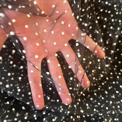 59 Inch White Polka Dot Tulle Spotted Mesh Soft Stretch Fabric 1 yard, Black