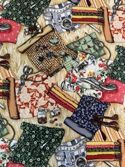 Quilt RJR Fabric 2003 Buttons Pins Scissor 18×22 in 100% COTTON QUILT FABRIC