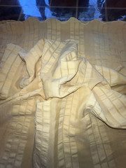 2.8ydX63″W yellow silky rayon-y synthetic wide shadow stripe seersucker fabric