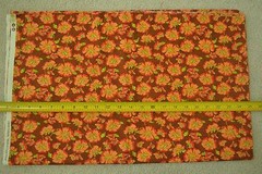 By- 1/2 Yd, Peach & Red Floral on Brown Quilt Fabric, Legacy/Fresh Fusion, C2547