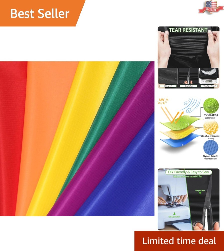 Durable 40D Ripstop Nylon Fabric Set: 6 Colors, 60×39 Inch for Easy Sewing & DIY