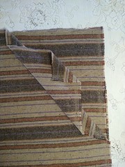 Brown Tan Rust Stripe Lightweight Wool Fabric 20″ Long x 62″ Wide