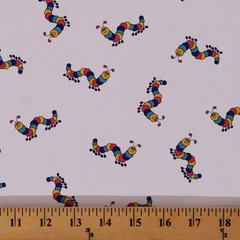 Multi Colored Caterpillars Bugs Lightweight Cotton Twill Fabric Print D256.06