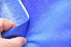 16″ Long, Vintage, Metallic-Gold Sparkles on Vertical-Blue-Striped, E161