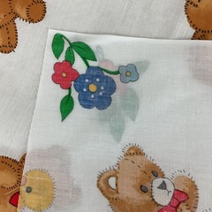 Vintage Teddy Bear Duck Flowers Novelty Print Nursery Fabric 55″ L x 45″ W