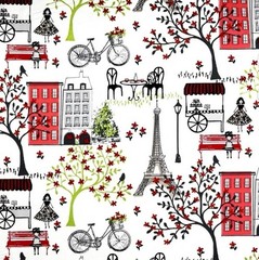 Red & Black Paris Print on White Novelty Fabric by Waverly, BTHY
