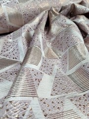 PINK ROSE GOLD Triangle Brocade Fabric Sold By The Yard Textured Metallic Fabric