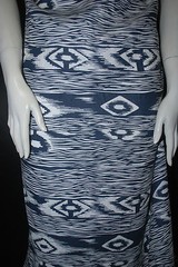 European Linen 100% Natural Fiber Beautifull ethnic Print 5oz Indigo Off White