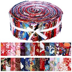 70 PCS Japanese Roll Up Cotton Fabric Patchwork Quilting Strips Bundle Crafts