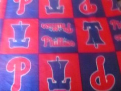 Fleece Fabric- Philadelphia Phillies Block (60 inches wide by 60 inches long)
