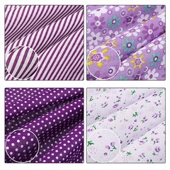 10 Pieces 20 x 20 Inch Quilting Patchwork Fabric Floral Patchwork Cotton Purple