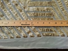 Thea GOLD Geometric Sequins Diamond & Stripes on Mesh Lace Fabric by the Yard –