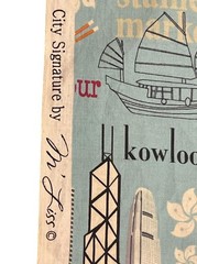 City Signature Hong Kong Cotton Fabric Landmarks Victoria Harbour Kowloon 45×42