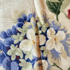 Vintage Richloom Floral Ivory Floral Rose Cotton Jacquard Damask Fabric 70”x55”
