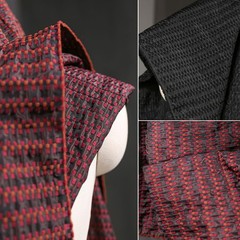 50*137cm Vintage 3D Red & Black Particle Woven Checkered Jacquard Fabrics Design