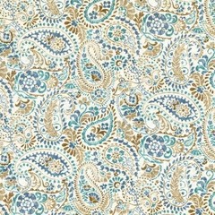 Mill Creek GRESHAM Paisley STONE BLUE Cotton Drapery Pillow Sewing Fabric BTY