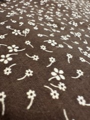 Half Yd Ditsy BROWN CALICO Cotton Fabric Dolly or Quilt Tiny White Floral Vines