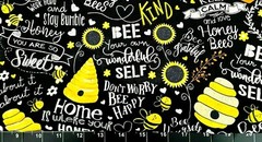 Tina Scrap 9″x21″ BUMBLE BEE Happy Sunflower Honeycomb Beehive FABRIC COTTON