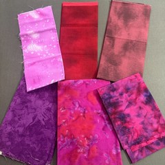 Pink Red Purple Fabric Lot Fat Quarters Quilting Cotton Batik + Mettler Thread