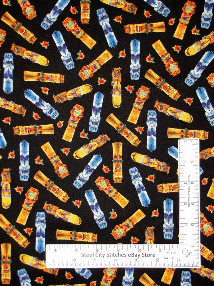 Tiki Men Fabric Polynesian Goin Coastal Cotton 2407 Elizabeths Studio By Yard