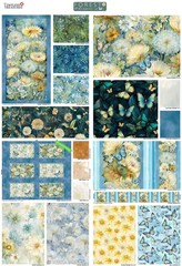Timeless Treasures – Forest Whisper – Floral Repeating Border Stripe – Blue, BTY