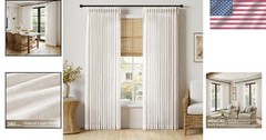 Pinch Pleated Linen 40 Inch Wide Curtains 96 Inches Long for Living Room, Mem…