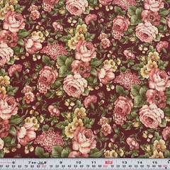 Vintage Marcus Brothers Textiles Florals Burgundy Cotton Remnant 12″ x 45″