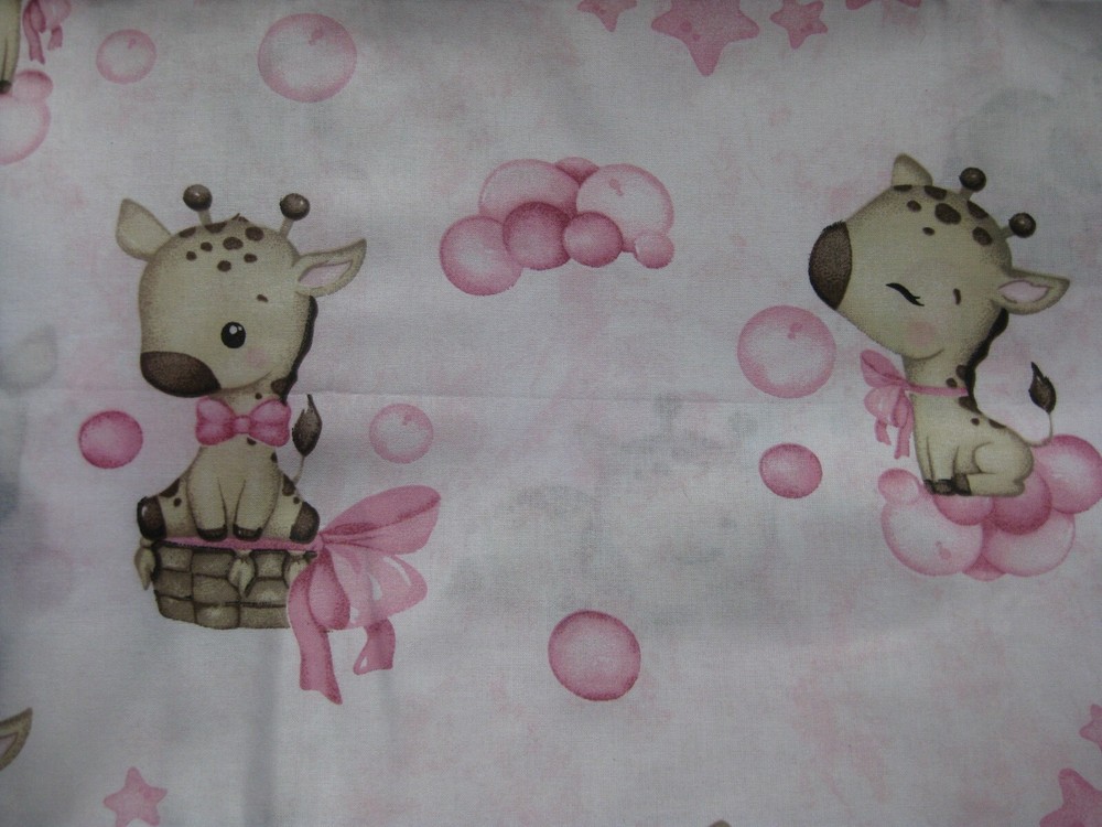 GIRAFFE SAFARI ANIMAL COTTON FABRIC PINK WIDE WIDTH ONE YARD  63 X 36″